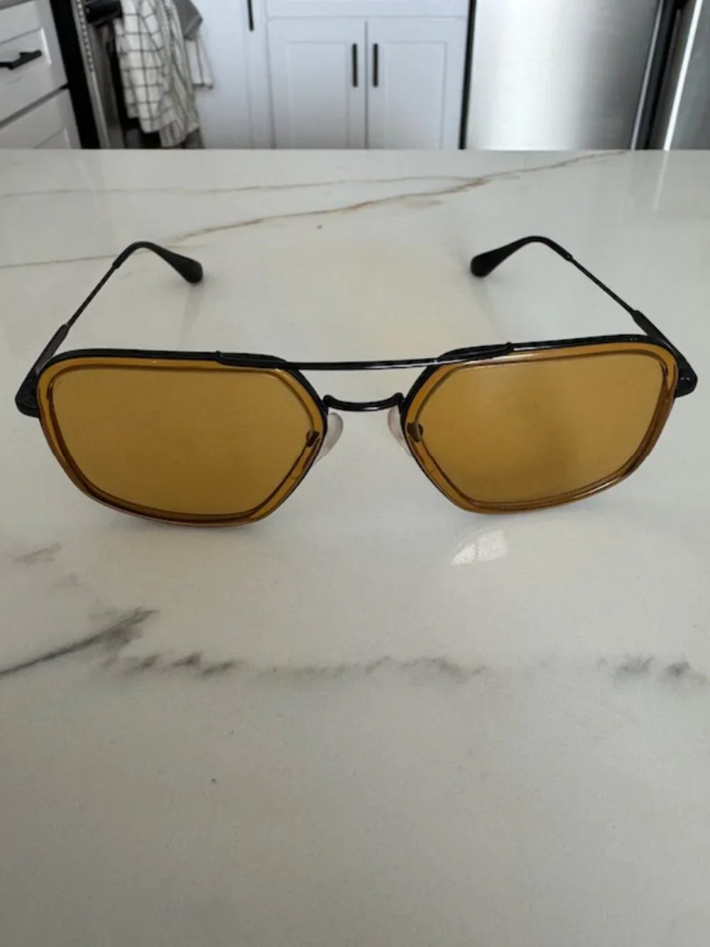 Prada Black + Yellow Aviator Sunglasses SPR 57X
